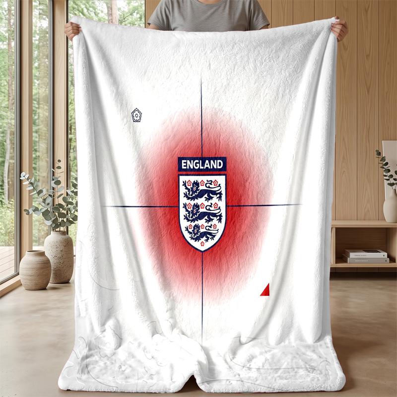 England Football Printed Flannel Blanket Skin Friendly Warm Decorative Throw for Indoor Couch Bed Daily Use
