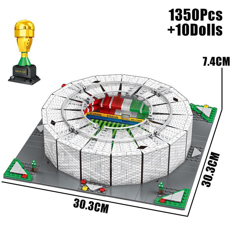 City Qatar Soccer Football Field Lusail Ras Abu Aboud Stadium Model Building Blocks Al Thumama Architecture MOC Bricks Toys Gift
