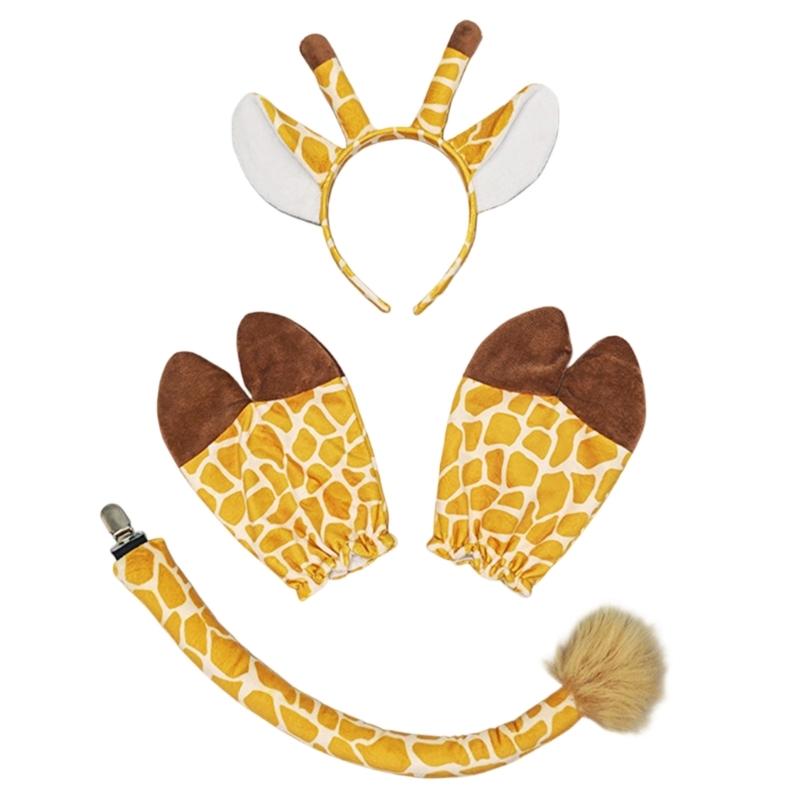 Realistic Giraffe Ears Hooves and Tail Plush Costume Set for Children Role Play Parties and School Event