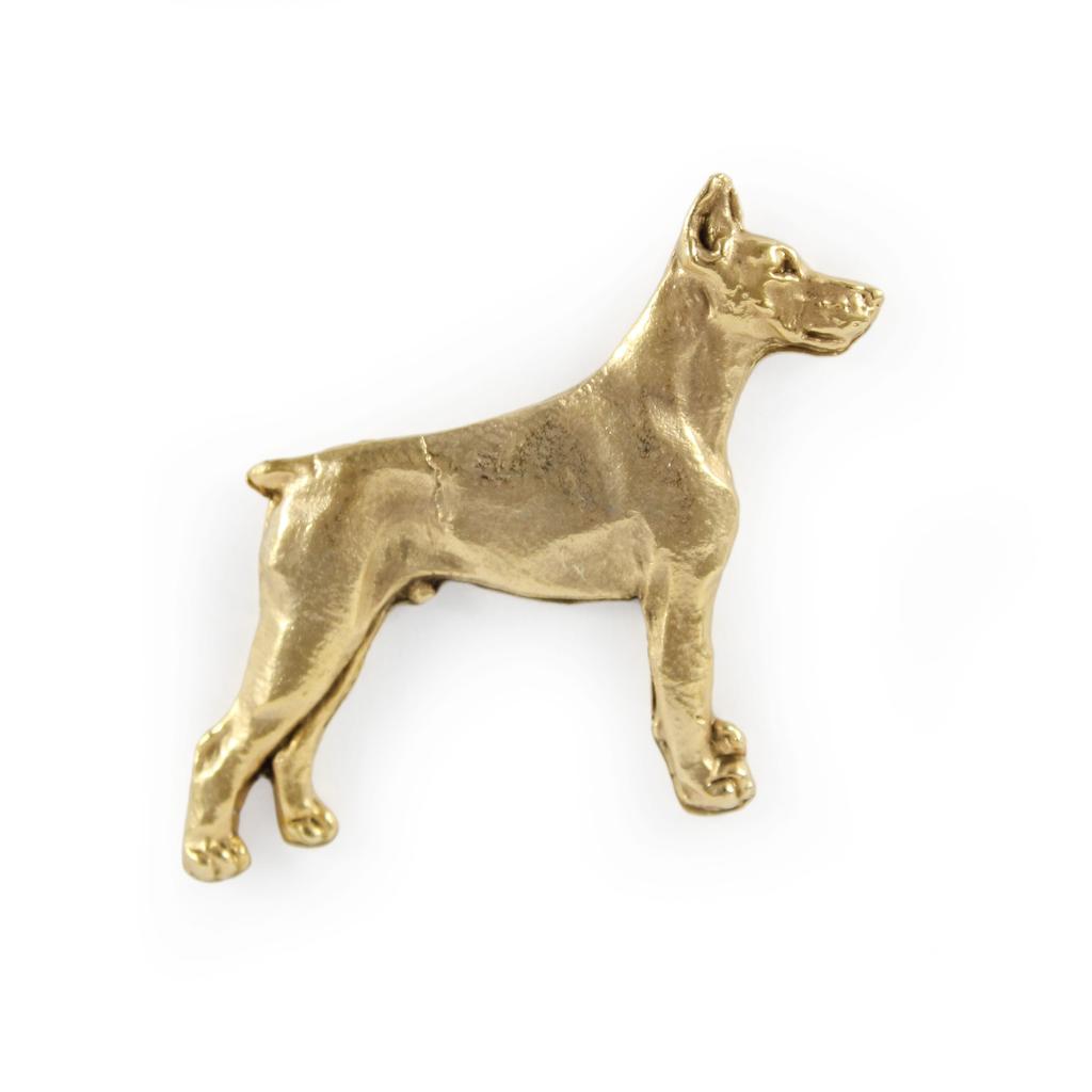Dobermann, Doberman Pinscher, Dobie - Dog brooch in decorative box, elegant gold-plated pin, Art-Dog brand jacket pin