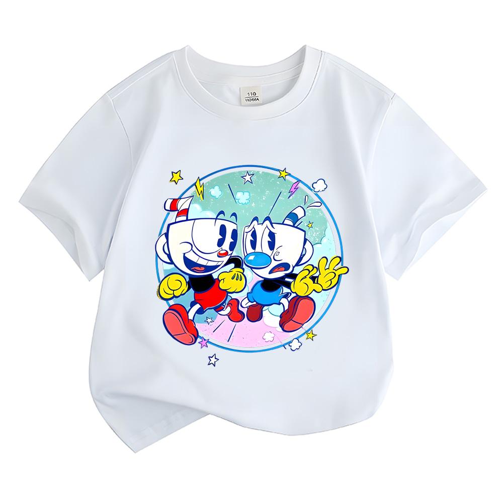 Cuphead 2026 NEW Boys Girls Kids T-shirt Round Neck ShortSleeves Fashion Streetwear Manga/Comic Tees Toddler Cartoon Clothing