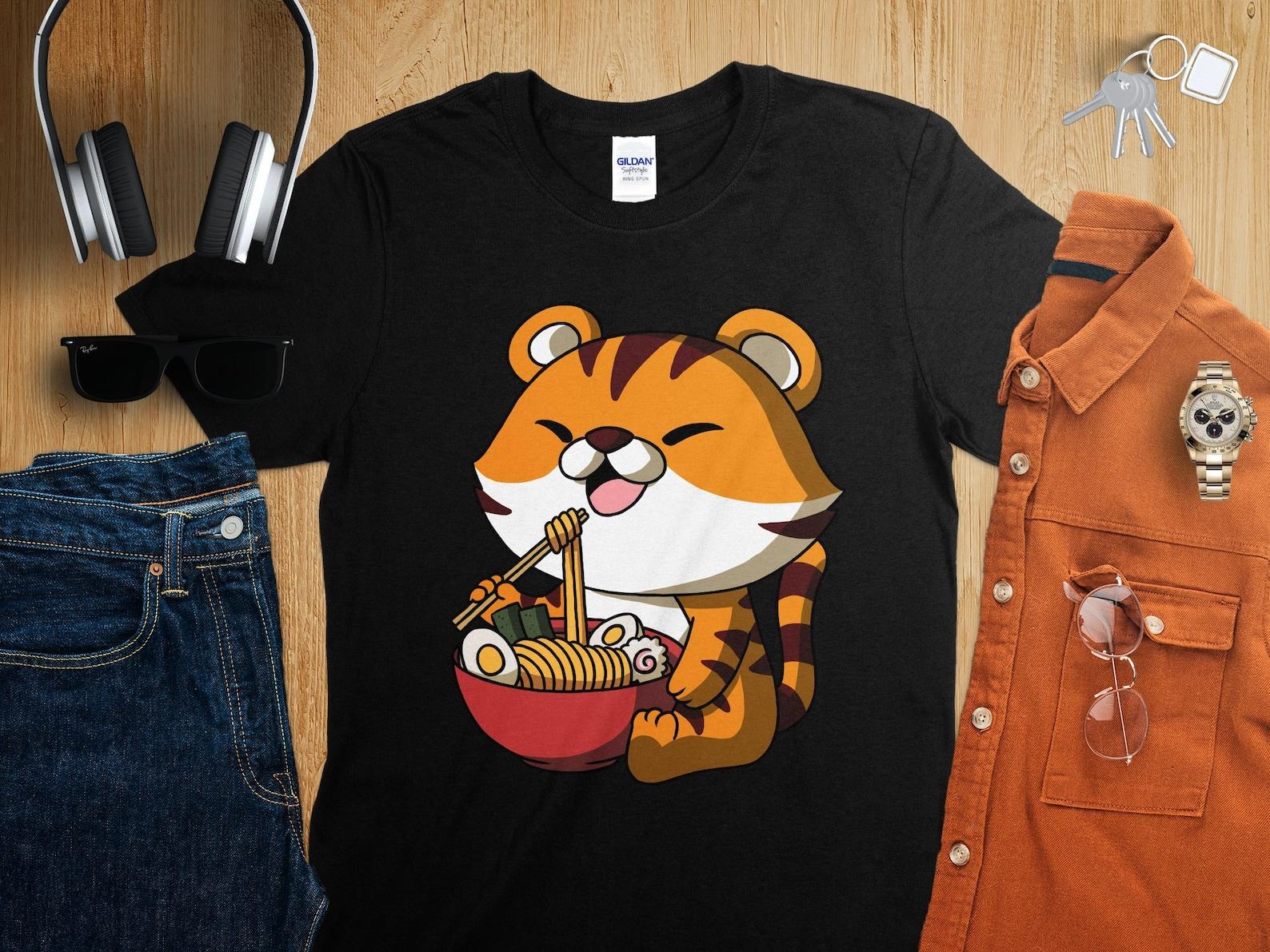 Kawaii Anime Year of the Tiger Asian Noodles Japanese Ramen Shirt, Anime Shirt, Ramen T-Shirt, Japan Art S