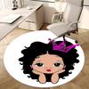 Pink Crown Afro Girl Chair Mat - Round Carpet for Home Decor, Sofa Rug, Office Mat, Gift for All Rooms0512b
