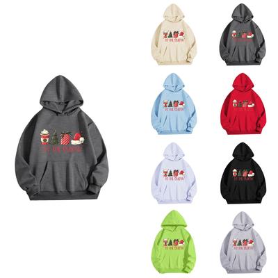 Women's O-neck Long Sleeve  Printed Top Solid Color Hoodie