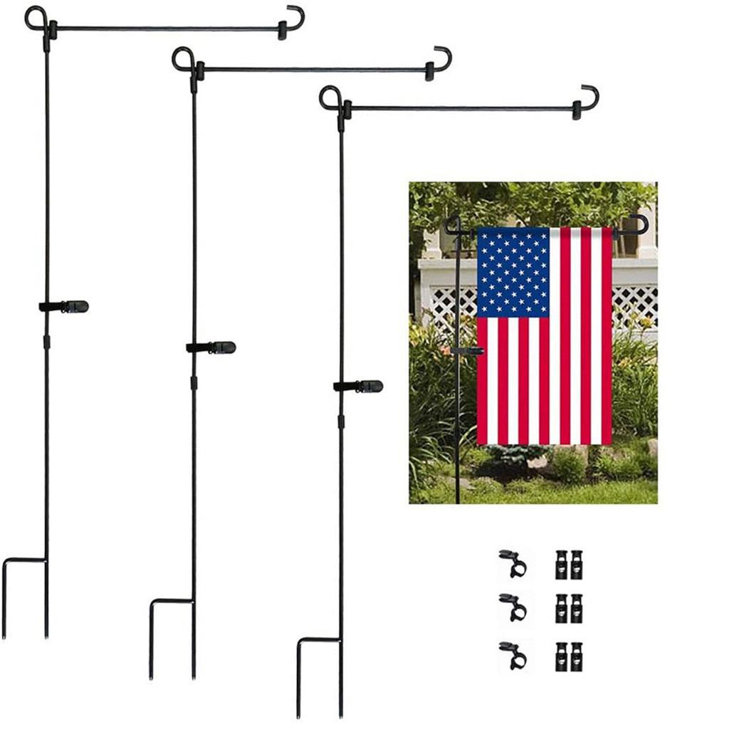 Outdoor Garden Flag Pole Bracket, Painted Iron Art Garden Courtyard, Holiday Decoration Flag Pole Insert