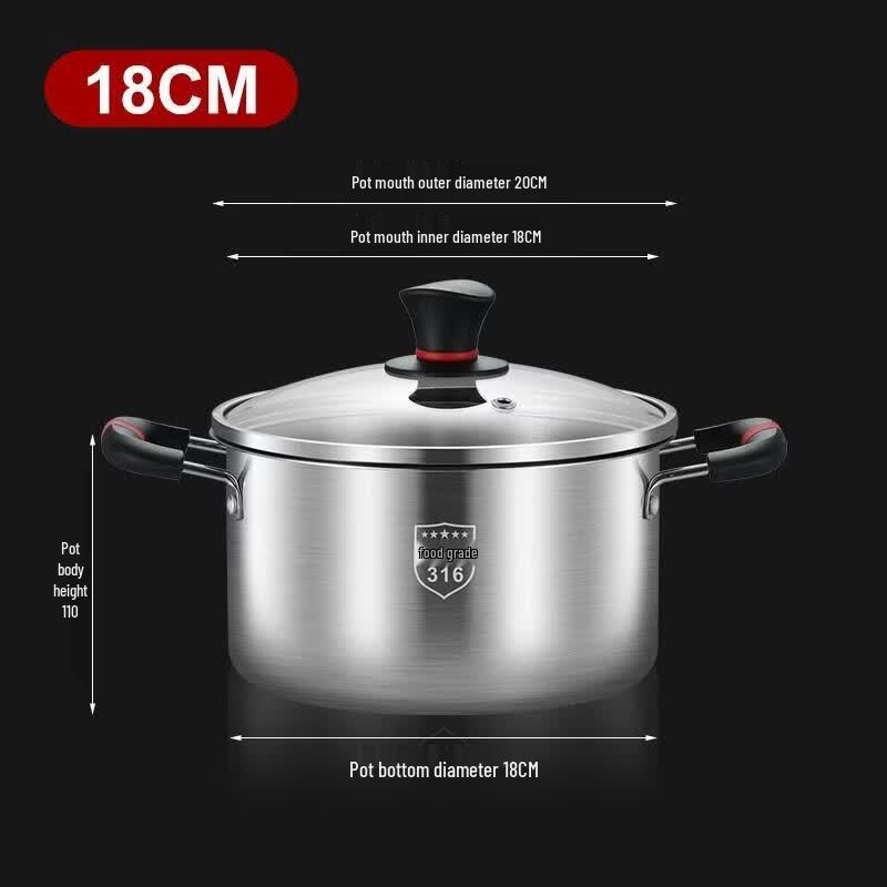 HANDUNYOU 18CM 316 Stainless Steel Soup Pot