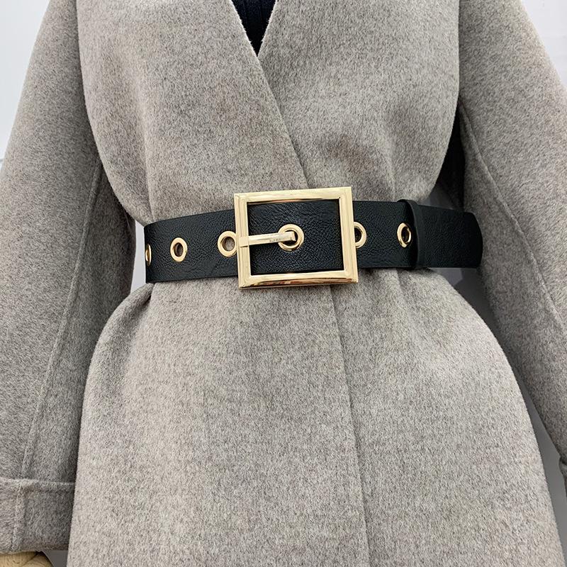 Trendy Black Womens Waist Belt With Rectangle Alloy Buckle For Versatile Fall Looks