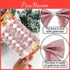 Lovely Mini Christmas Bows Set Featuring 12 Charming Pink Gold And White Fabric Accents For Decorations