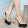 MCLUBGIRL 2026 Summer Wear Crystal Cool Slippers Thick-soled Waterproof Transparent Word With High-heeled Sandals LFD-3640-6