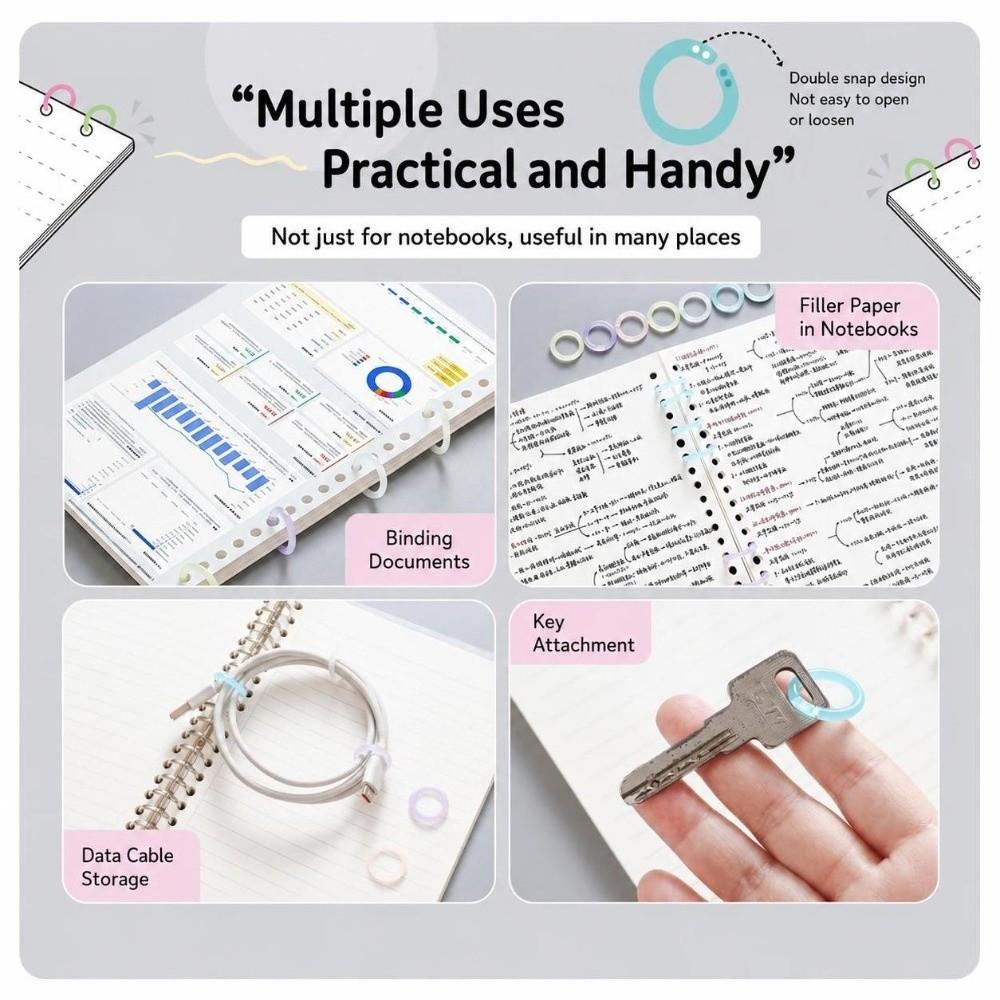 20Pcs Plastic Loose Leaf Rings 15mm Notebook Binding Rings Binding Stationery