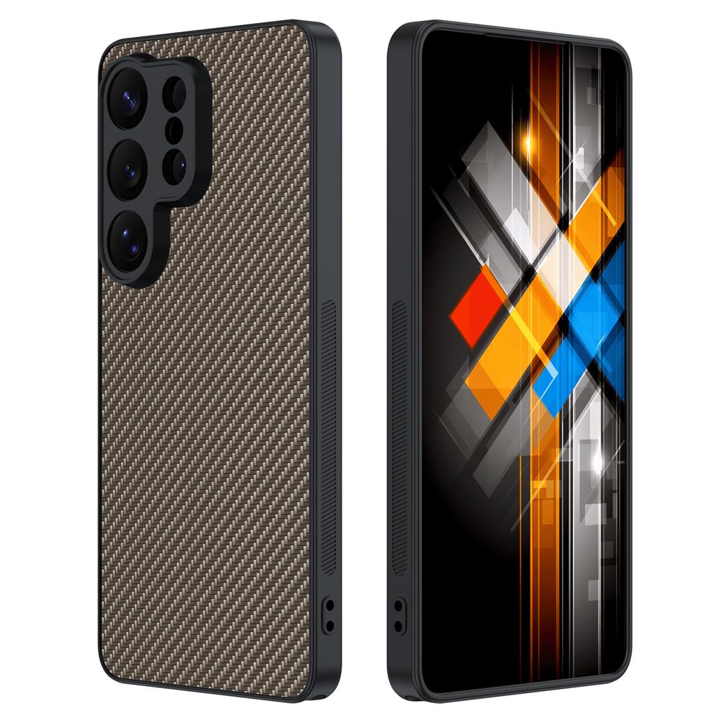 For Samsung Galaxy S26 Ultra Case Leather + PC Hard Phone Cover Carbon Fiber Texture