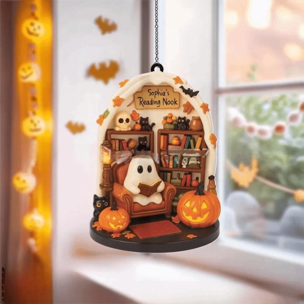 2D Halloween Ghost Ornaments Reading Ghost Acrylic Pendant  Party Supplies