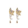 Silver Needle Diamond Glass Butterfly Tassel Earrings French Retro Versatile Exquisite Earrings Light Luxury Premium Earrings Women