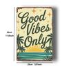 Good Vibes Only Vintage Tropical Decorative Sign  Retro Beach Palm Tree Wall Art for Coastal Home  Bar