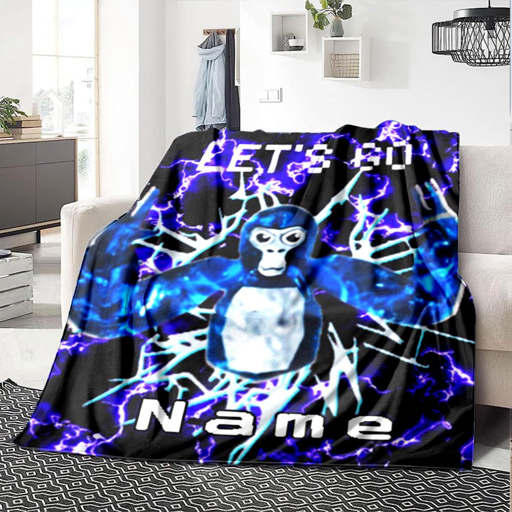 Customiz Name Personality Gorilla Tag Blanket Soft &Warm Sofa Office Bed Travel Lunch Break Blanket, Gift Suitable All Seasons