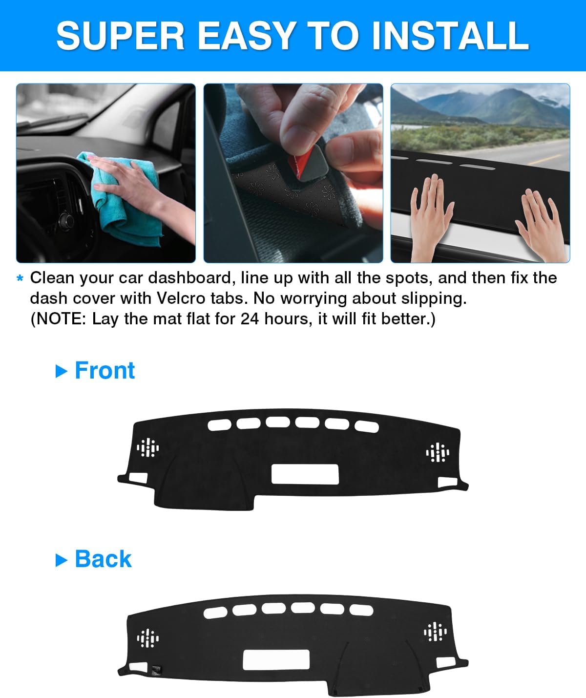 Custom Fit for Dash Cover Mat Toyota RAV4 2013-2018 Accessories Suede Dashboard Cover Nonslip Dashboard Mat Protector Sunshade