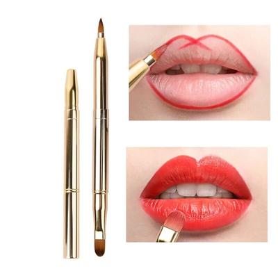Einziehbarer Lippen-Make-up-Pinsel, Lippenstift, Lipgloss-Pinsel, Teleskop-Dual-Use-Lippen-Lidschatten-Pinsel, Beauty-Tools mit Schutzkappe