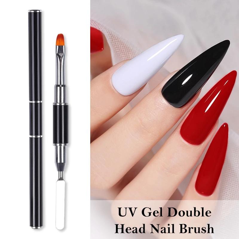 1PC Dual Ended Nail Art Acrylic UV Gel Extension Builder Flower Painting Pen Brush UV Gel Remover Spatula Stick Manicure Tool