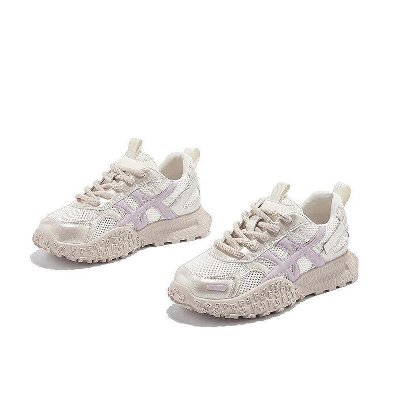 Leather dad shoes women's 2025 summer new mesh breathable Forrest Gump shoes women's platform sports shoes versatile shoes children