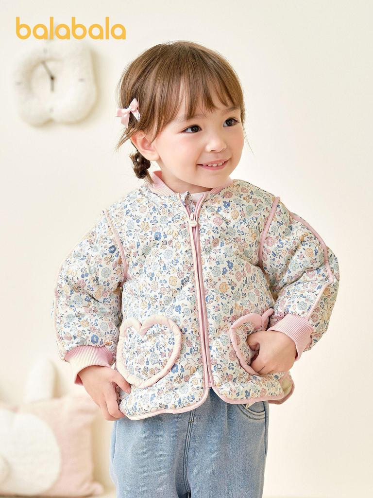 Balabala Kids' Water-Resistant Lightweight Down Baseball Jacket, Unisex, 2025 Autumn/Winter Collection.