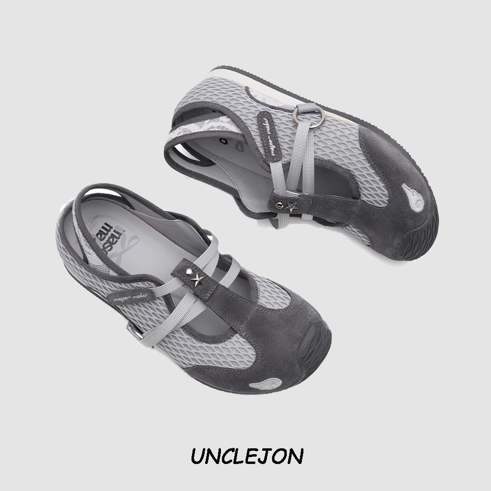 Mary Jane Single Shoes Women's 2025 Summer New Mesh Breathable Sports Sandals Flat-bottomed Versatile Casual Forrest Gump Shoes