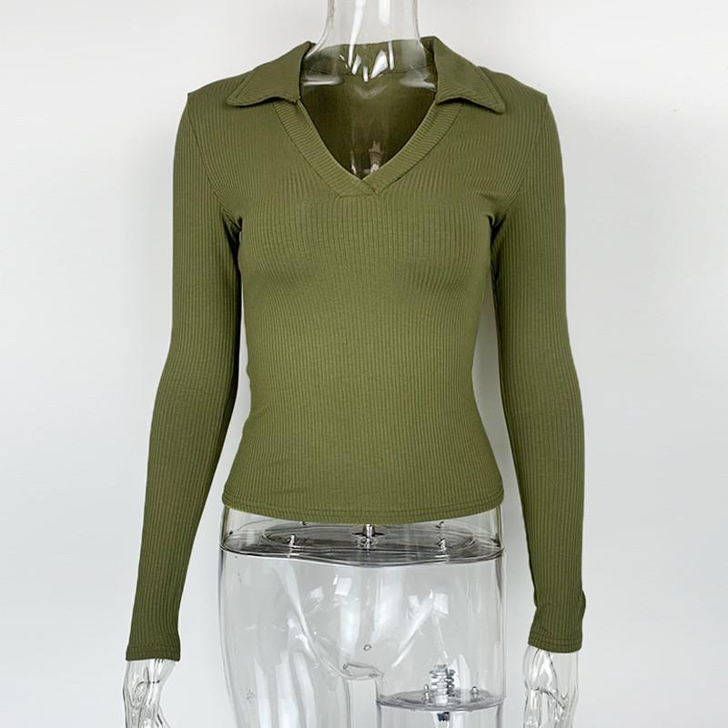 Elegant Long Sleeve Polo Shirt For Women With Pure Cotton Stripes And Slim Fit Design
