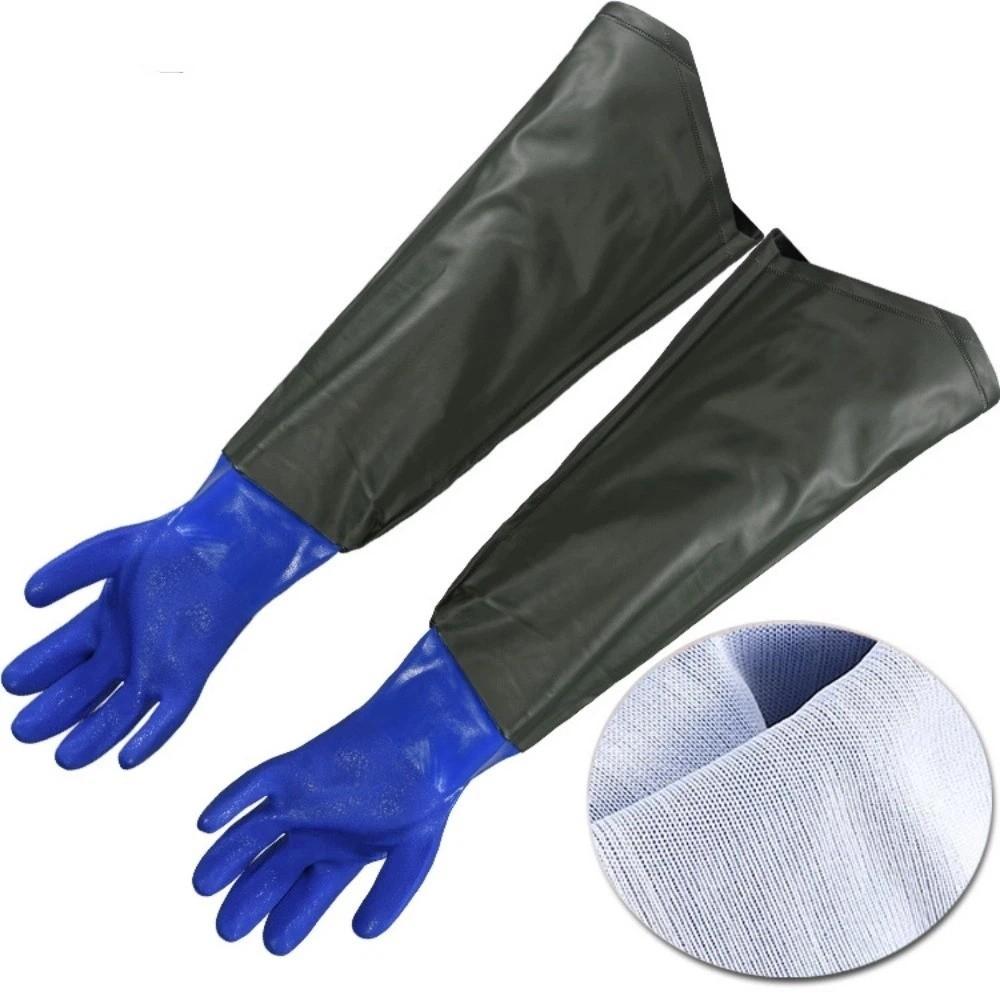 Heavy Duty Long Rubber Gloves 70cm Work Safety Gloves Rubber Work Gloves Construction Wide Open Green