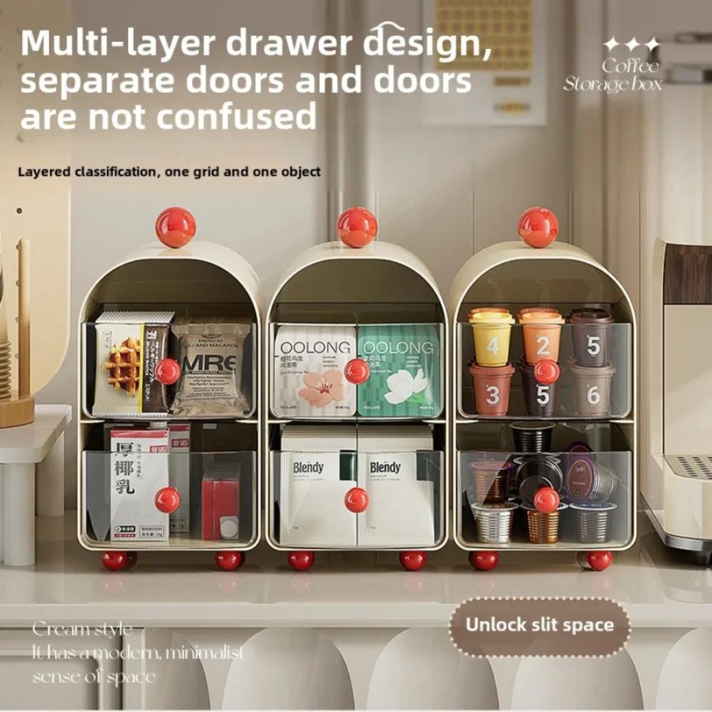 Desktop Coffee Organizer Corner Tea Bag Storage Box Drawer Sle Office Tea Water Room Table Storage Rack Capsule Coffee Organizer