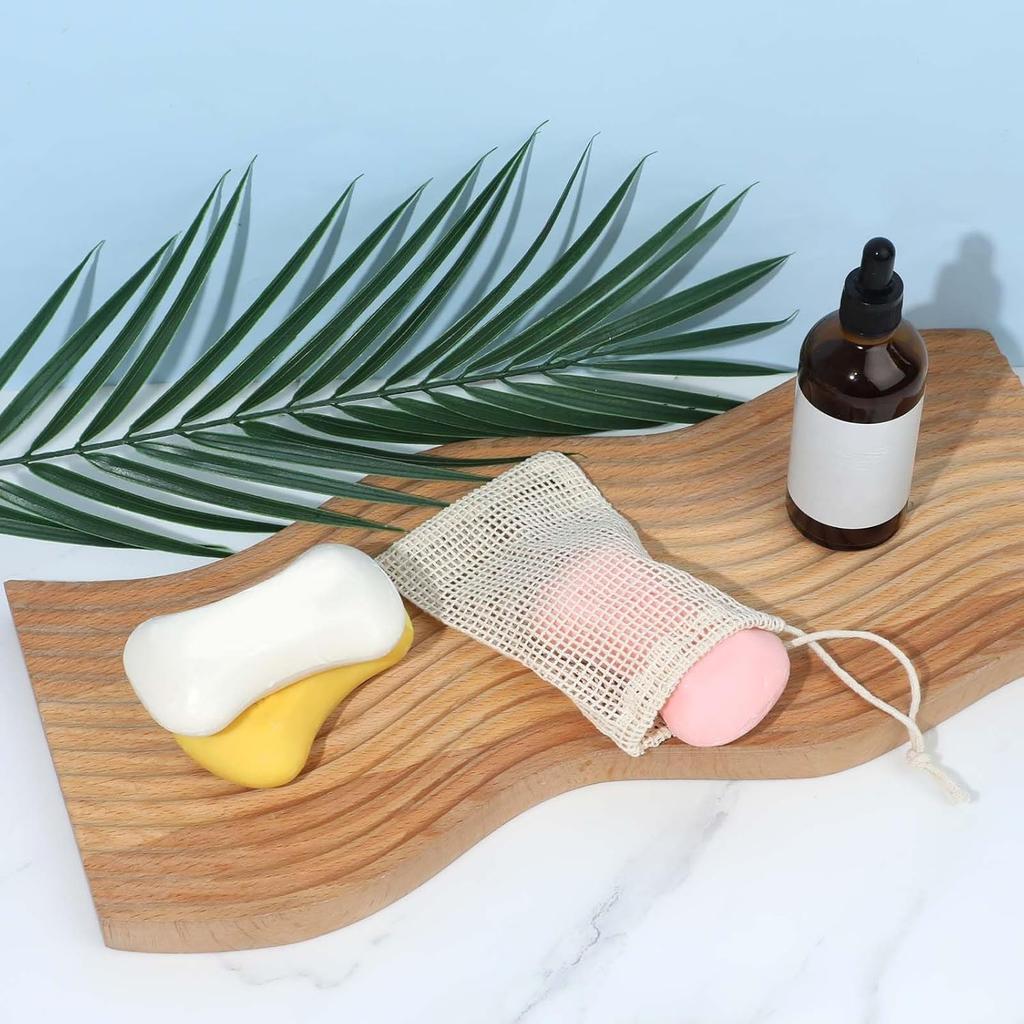 10 PCS Soap Bags Natural Sisal Soap Saver for Foaming and Drying Bubble Mesh Soap Scrubber Pouch Handmade Cotton Bag with Drawstring Body Facial Clean