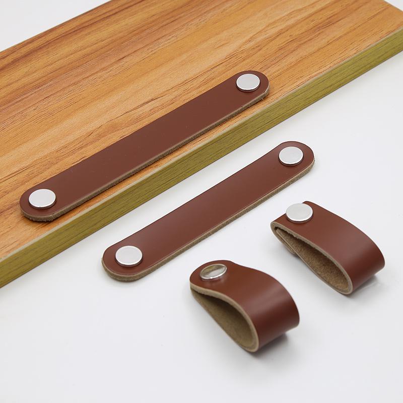Brown Leather Handle for Cabinets, Wardrobes, Drawers, Boxes, and Luggage