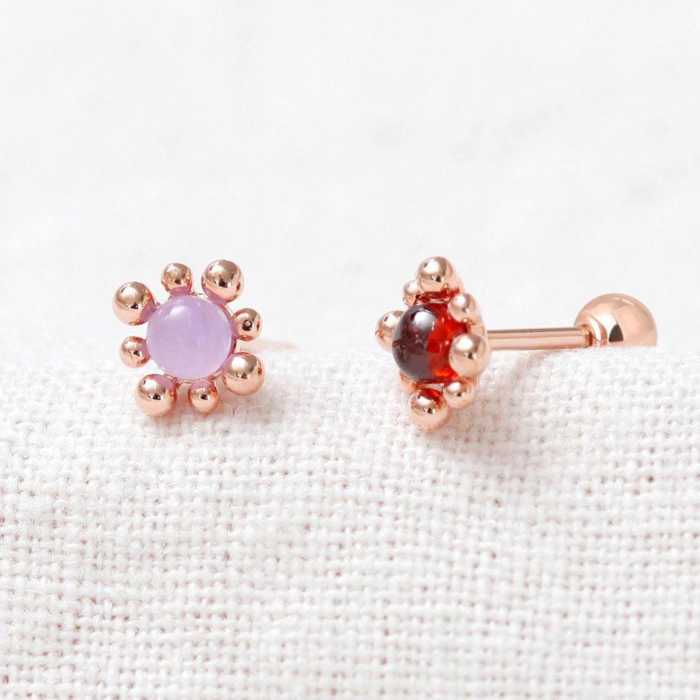 Color Ball 14K Rose Gold Piercing with Gold Needle Stone