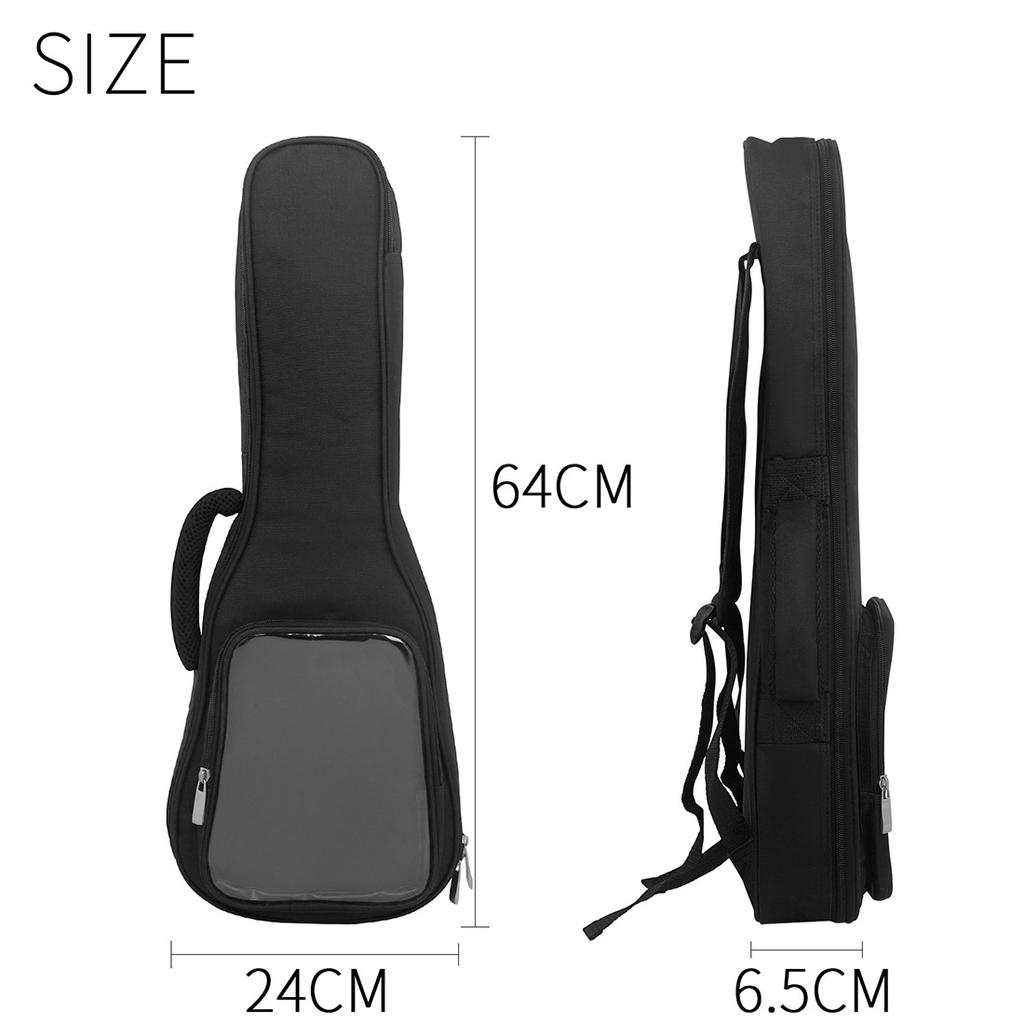 23 Inch Small Guitar Bag, Transparent Side Pocket, Ukulele Bag, Portable Backpack, Ukulele Plus Cotton Bag