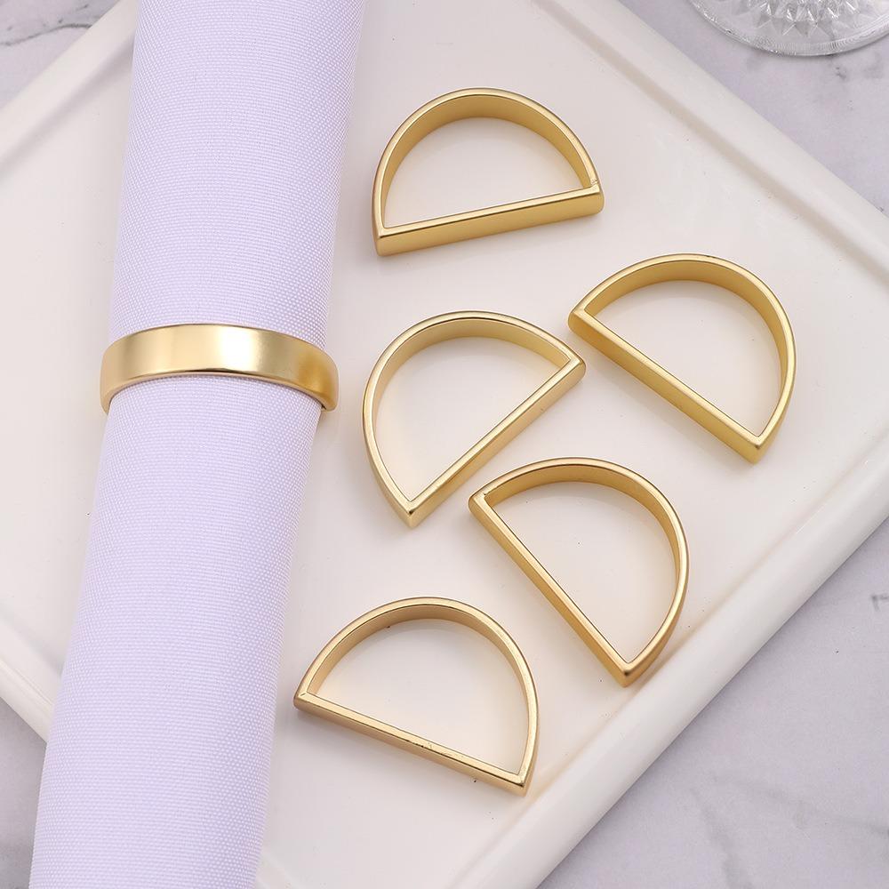 4pcs Zinc Zinc Zinc Alloy Metal Napkin Ring D Shaped Serviette Buckles Napkin Buckles  Thanksgiving Dinner