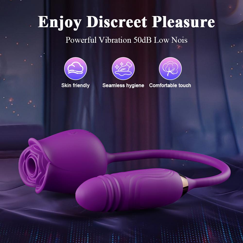 2 In 1 Rose-Sucking Vibrator Women Nipple Clitoris Masturbation Tools for Women Dildo  Penetration Vagina Vibrator Sex Toys