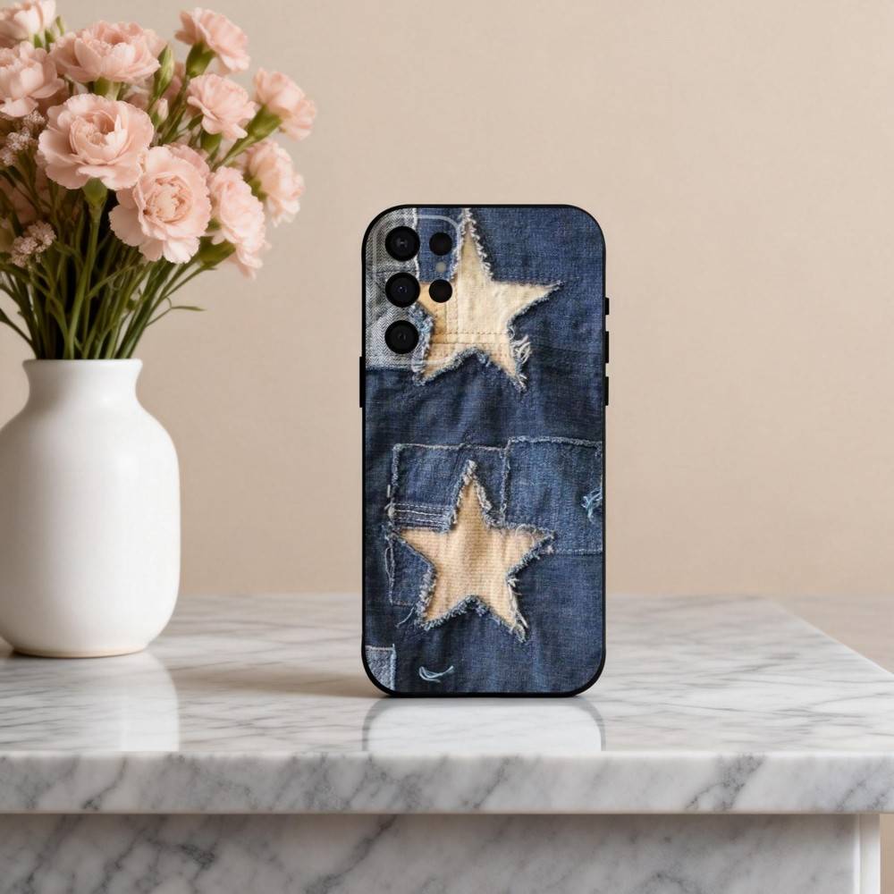 R-Retro D-denim patches  Phone Case For Samsung S25,24,23,22,30,21,10,9,Ultra,Plus,Lite,FE,4,5 G Soft Black Case