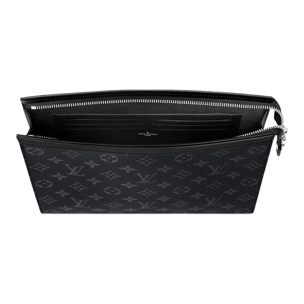 Louis Vuitton Pochette Voyage MM Black Monogram Eclipse Canvas Men Pouches M61692