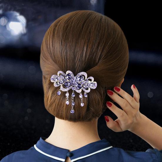 Beautiful Non-Slip Delicate Headdress Women Symmetrical Geometry Rhinestone Hair Barrette for Dating Clip