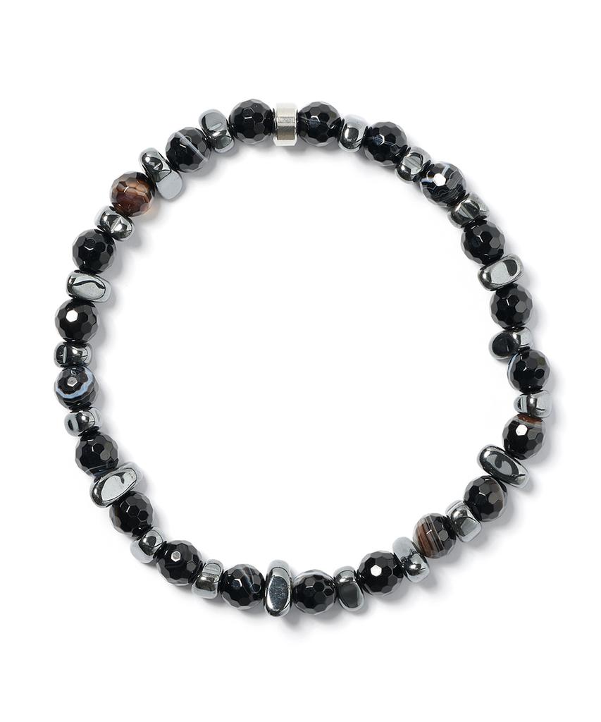 Jbans Classic Asymmetrical Seahorse Chip Mix Cut Black Agate Bracelet (C2503Ac1347_Bk)