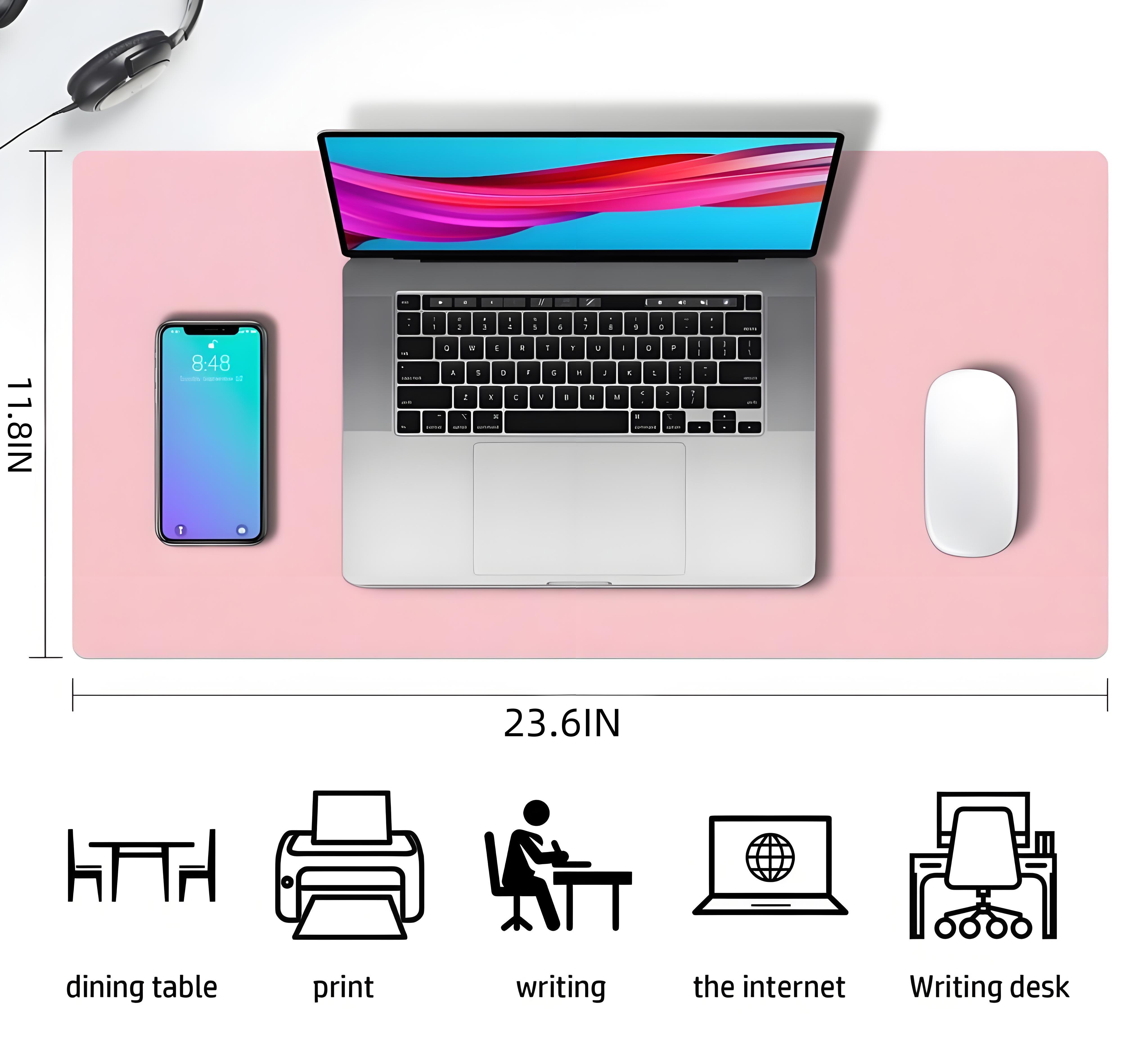 

Premium Pink PU Leather Desk Mat - Non-Slip Large Mouse Pad | Waterproof, Easy Clean Office & Home Desk Protector (23.6x11.8in) розовый