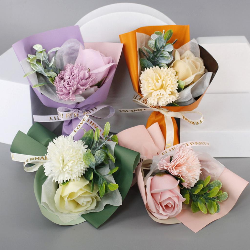 1Pc Lovely Small Soap Rose Flowers Mini Artificial Flowers Bouquet Simulated Flower Soap Wedding Decoration Valentine's Day Gift