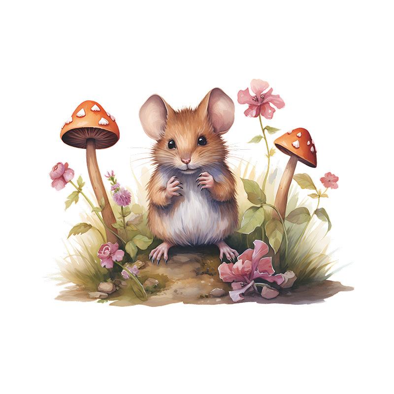 Fun-f9 Cartoon Cute Little Mouse Mushroom Bedroom Living Room Porch Home Decoration Wall Sticker