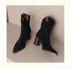 Fashion New Spring Retro Minimalist Suede Low Heel Ankle Boots Chunky Fashionable Versatile Women Comfortable Pointed Short Boots