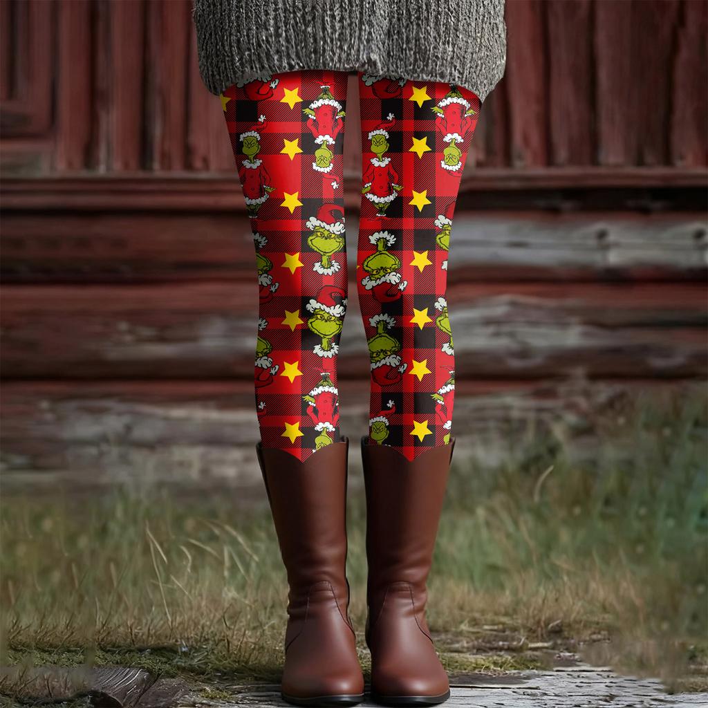 Women's Casual Fashion Outdoor Christmas Printed Slim Elastic Yoga Pants Cropped Pants