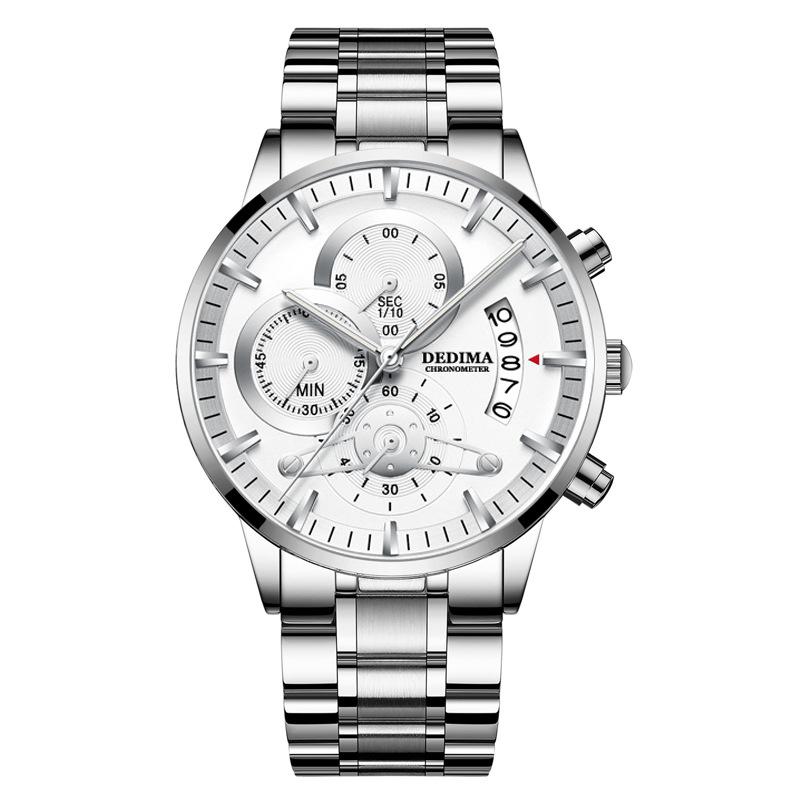 DEDIMA New Quartz Watch Brand Luxury Waterproof Chronograph Luminous Casual Men's Clock Three Eyes 6-pin Multi-function Watches
