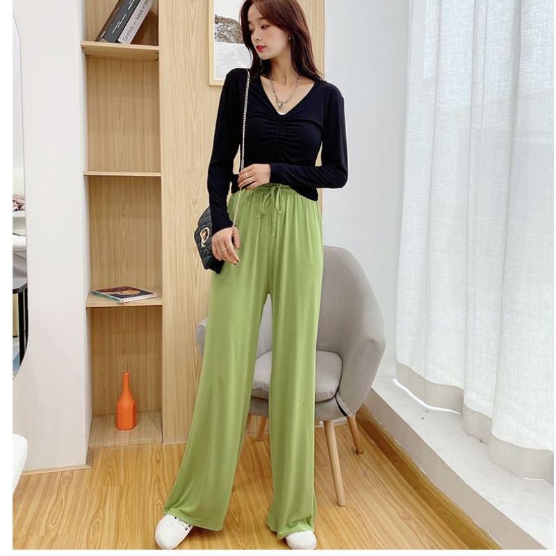 Women's Spring Summer and Autumn Loose Drape  Modal Wide-leg Pants  Casual Mopping Pants High-waist Straight-leg Pants Dance Practice Pants