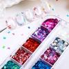 1 Set 3D Butterfly Nail Glitter Flakes Holographic Iridescent Sequins 12 Grids Nail Art Decor Diy Manicure Charms For Salon Home