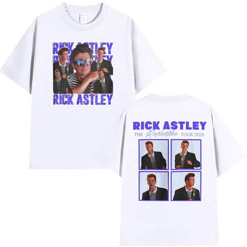 Rick Astley The Reflection Tour 2026 Magliette Grafiche Unisex Vintage Cotone Oversize Maglietta Estiva Abbigliamento Alta Qualità Maglietta