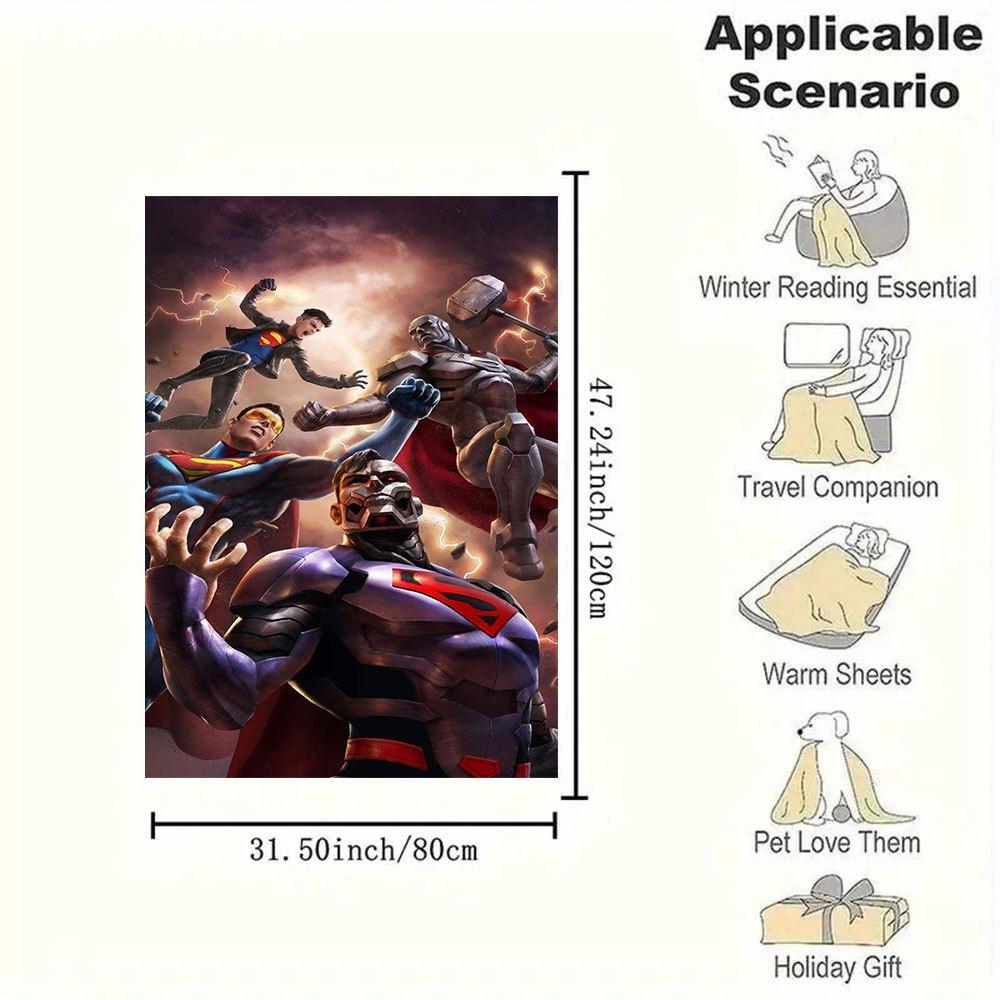 DC Comics Superheroes: Superman, Batman, Gift Blanket Flannel Throw Blanket for Sofa, Bed, Travel, Camping, Office, Couch, Chair
