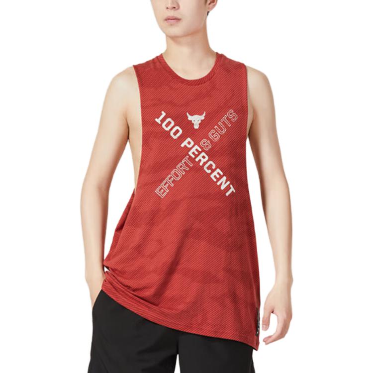 Under Armour Project Rock Buchstabenprint Sporttraining Atmungsaktive Weste Herren Westen Rot 1370488-635