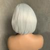 Short Straight White Bob Wigs Women Golden Brown Synthetic Natural Hair with Bangs Heat Resistant Fibre Cosplay Daily Use